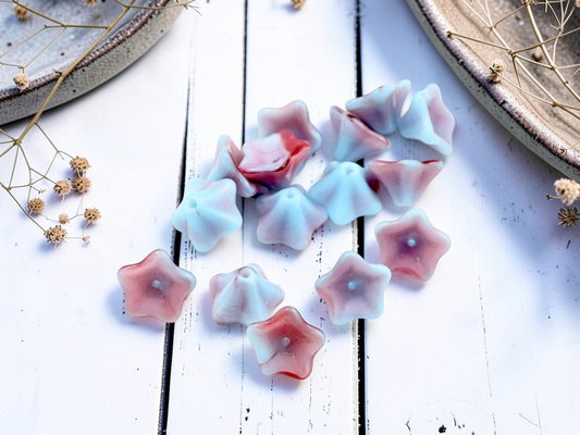 *25* 13x8mm Blue Raspberry Trumpet Bell Flower Beads