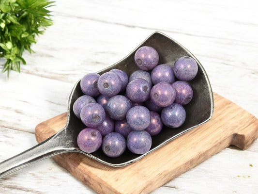 *50* 6mm Purple Luster Round Druk Beads