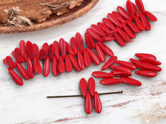 *50* 5x16mm Opaque Red Dagger Beads