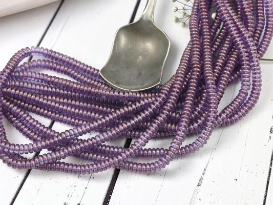 *100* 4x2mm Bronze Lustered Amethyst Smooth Rondelle Beads