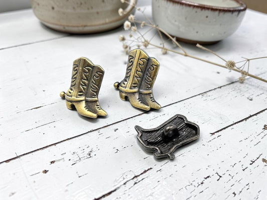 16x14mm Antique Bronze Cowboy Boot Metal Shank Button