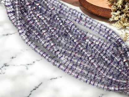 *50* 6x3mm Amethyst Crystal Fire Polished Heishi Rondelle Beads
