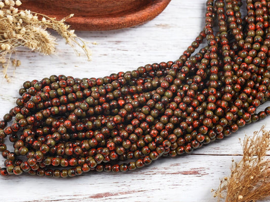 *100* 4mm Opaque Orange Travertine Round Druk Beads