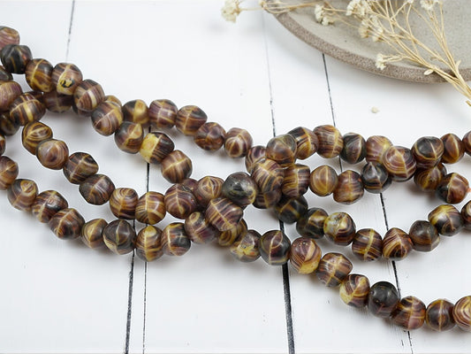 *28* 8mm Blended Travertine Glass Funky Nugget Beads