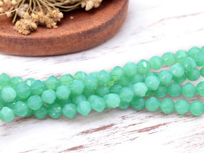 *23* 8mm Green Aqua Opaline Central Cut Round Beads