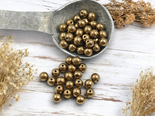 *50* 6mm Light Bronze Round Druk Beads