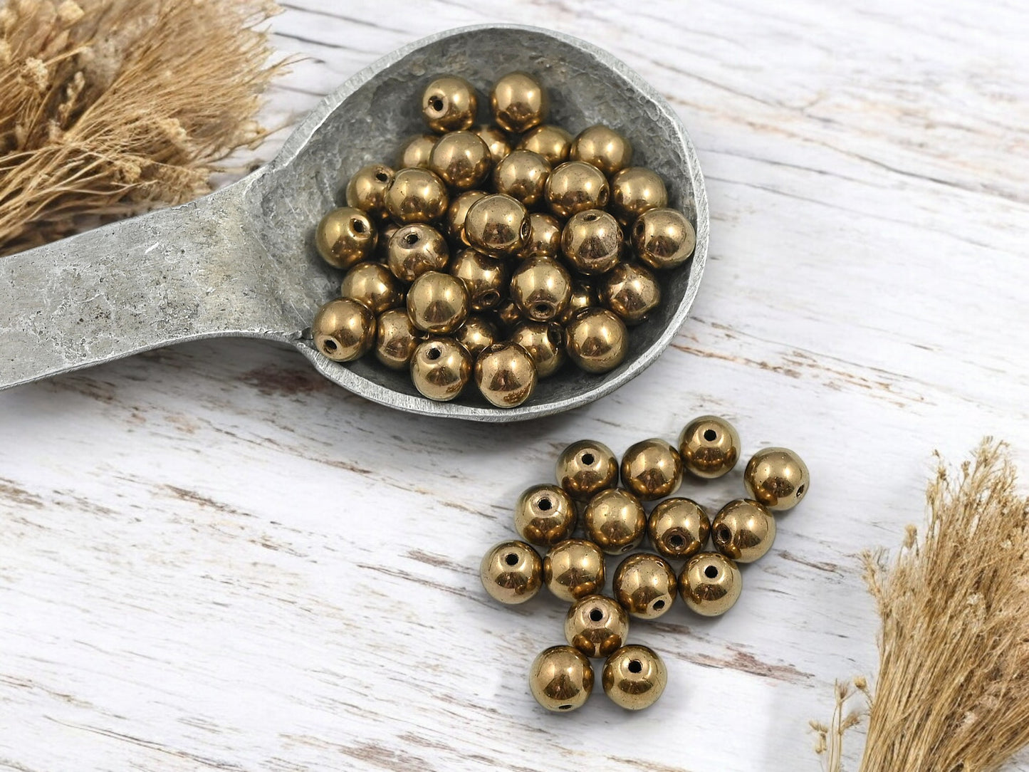 *50* 6mm Light Bronze Round Druk Beads