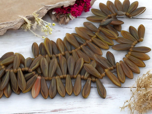 *50* 5x16mm Matte Sienna Hurricane Dagger Beads