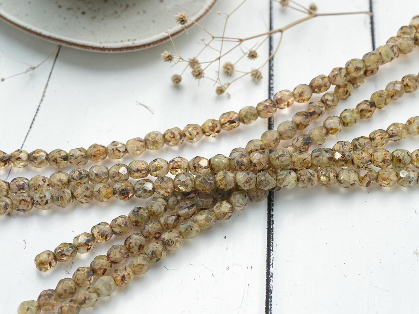 *25* 6mm Crystal Agate Picasso Fire Polished Round Beads