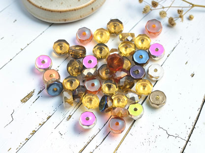 *50* 6x3mm Topaz Rainbow Vitrail Fire Polished Heishi Beads