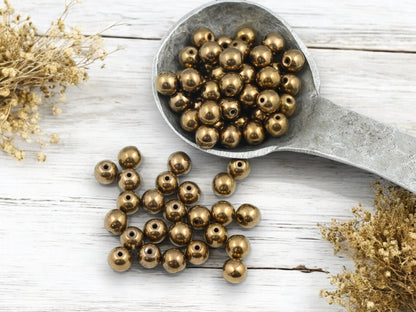 *50* 6mm Bronze Round Druk Beads