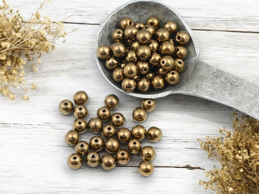 *50* 6mm Bronze Round Druk Beads