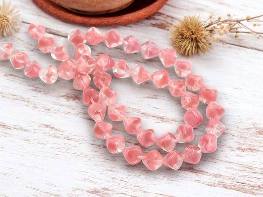*25* 10mm Pink Crystal Cloud Triangle Nugget Beads