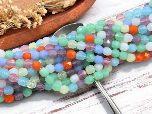*25* 6mm Mixed Opaline Glass Fire Polished Round Beads