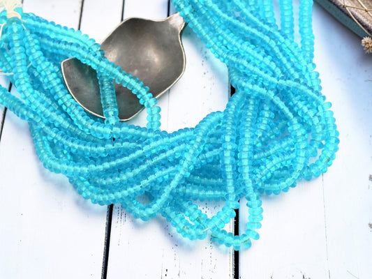 *100* 4x2mm Aquamarine Smooth Rondelle Beads