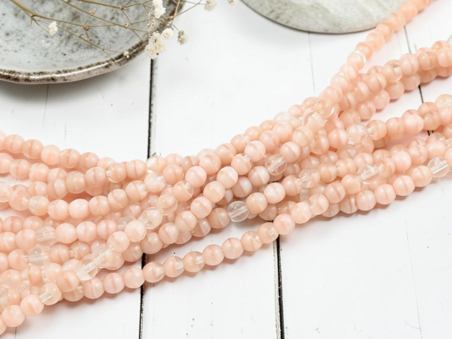 6mm Dusty Rose Crystal Round Druk Beads - 8" Strand