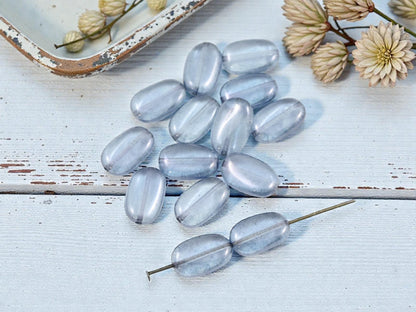 *25* 14x8mm Crystal Blue Lumi Wavy Oval Beads