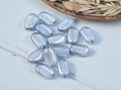 *25* 14x8mm Crystal Blue Lumi Wavy Oval Beads