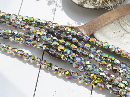 *30* 7mm Crystal Metallic Rainbow Fire Polished Round Beads