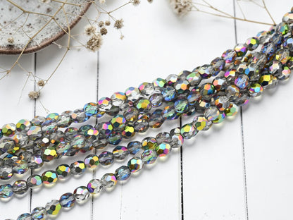 *30* 7mm Crystal Metallic Rainbow Fire Polished Round Beads