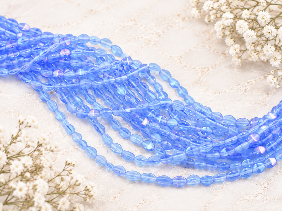 *50* 5x3mm Lt Sapphire Iris Luster PInch Beads