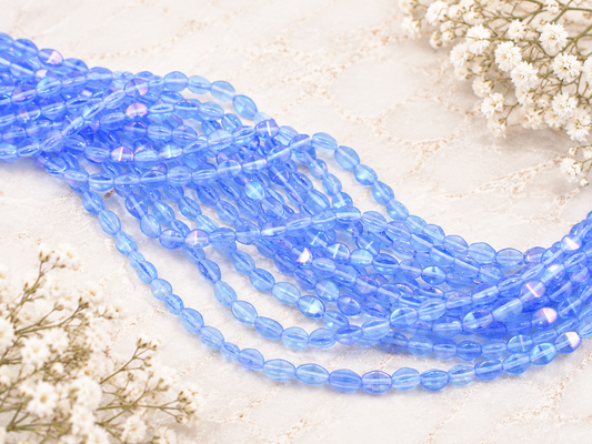 *50* 5x3mm Lt Sapphire Iris Luster PInch Beads