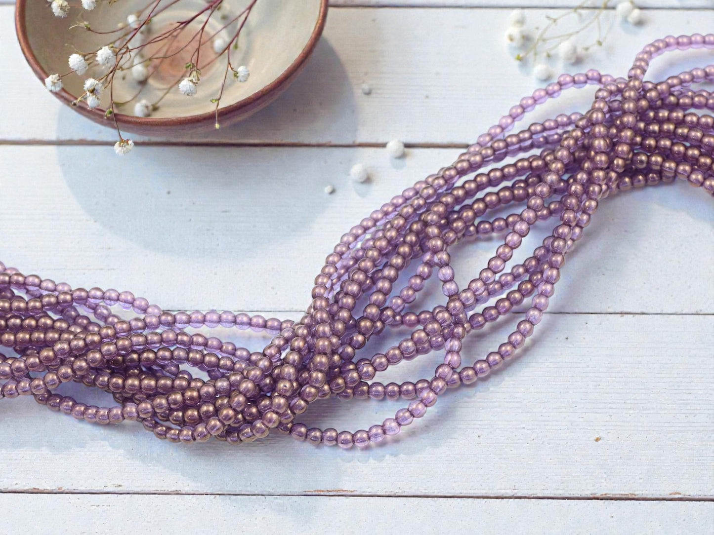 *100* 3mm Amethyst Bronze Illusion Round Druk Beads