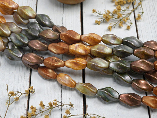 *10* 18x11mm 5 Color Gemtone Picasso Twisted Oval Beads