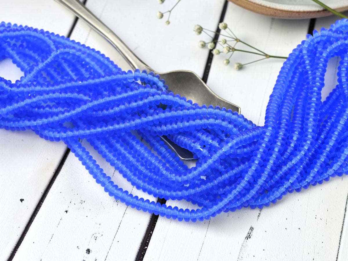 *100* 4x2mm Blue Sapphire Smooth Rondelle Beads