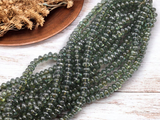 *50* 4x6mm Bottle Green Luster Nugget Spacer Beads