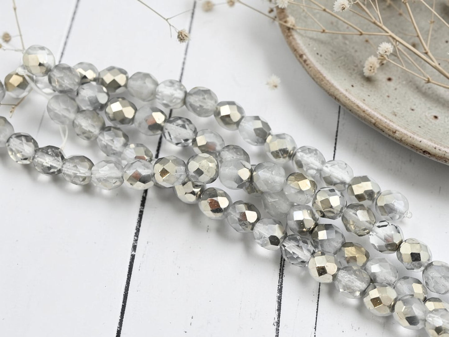 *16* 8mm Frosted Hematite Crystal Fire Polished Round Beads