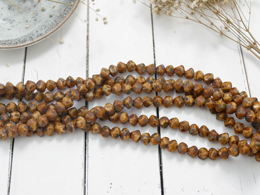 5x6mm Opaque Beige Travertine Nugget Beads -- 8" Strand