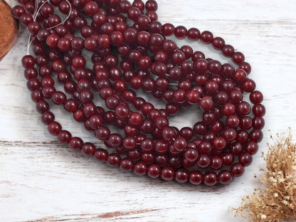 *50* 6mm Oxblood Red Round Druk Beads
