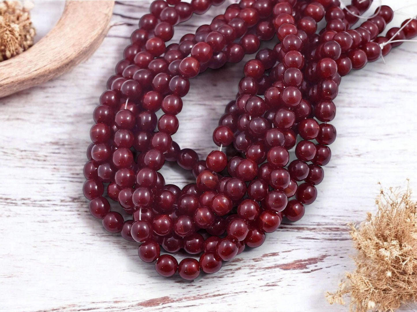 *50* 6mm Oxblood Red Round Druk Beads