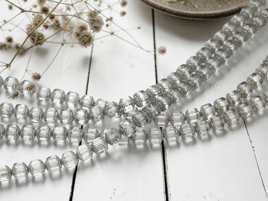 *24* 8mm Silver Hematite Washed Crystal Fire Polished Cathedral Beads
