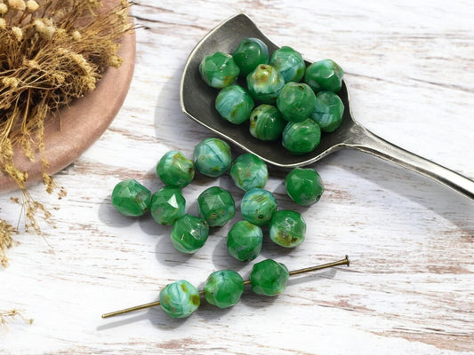 *25* 8mm Blended Turquoise Picasso Baroque Round Beads