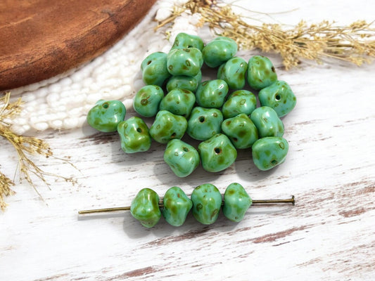 *25* 6x8mm Opaque Turquoise Picasso Nugget Beads