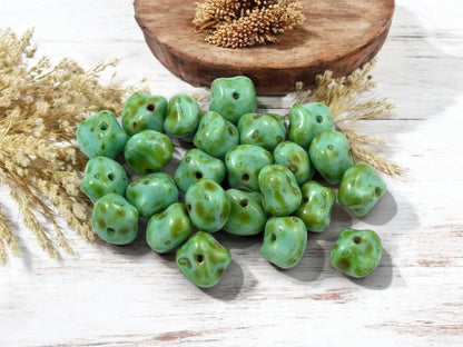 *25* 6x8mm Opaque Turquoise Picasso Nugget Beads