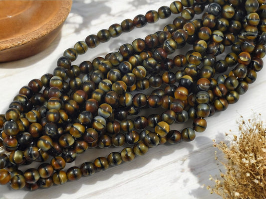 *25* 6mm Dark Chroust Round Druk Beads