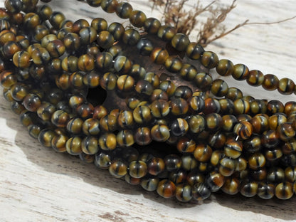 *25* 6mm Dark Chroust Round Druk Beads