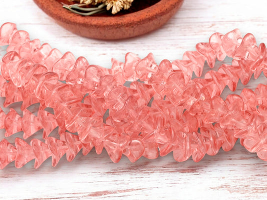 *25* 10x12mm Transparent Dusty Pink 3 Petal Bell Flower Beads