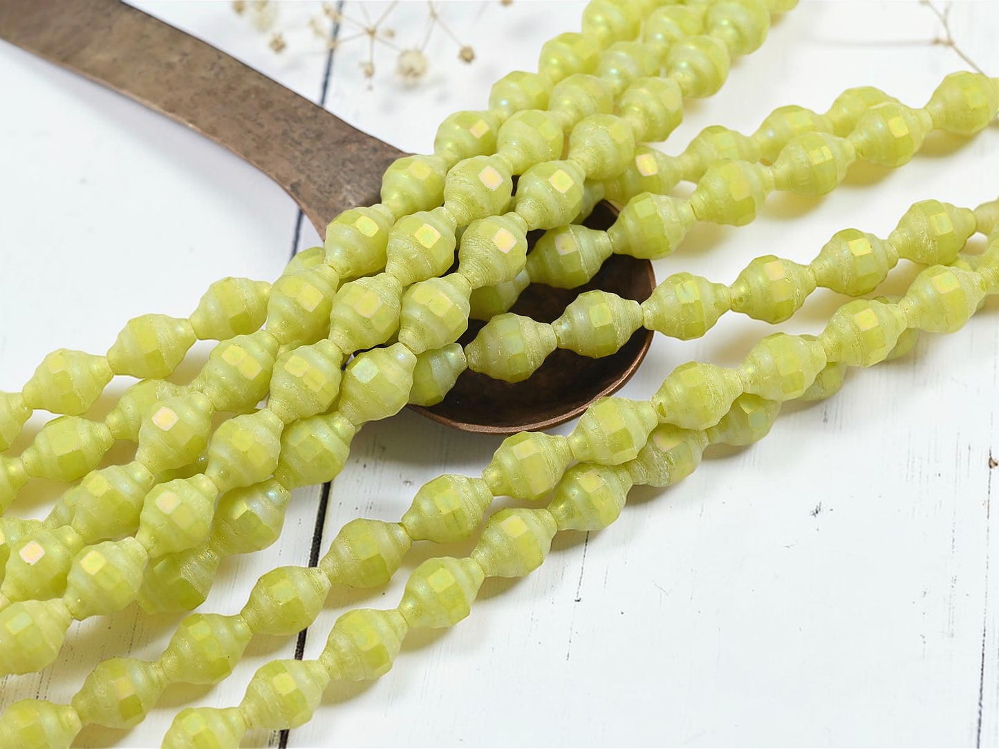 *13* 11x8mm Matte Lemon Iris Turbine Beads