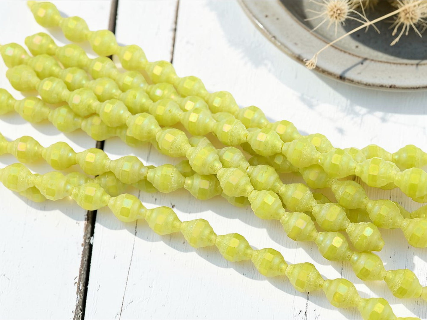 *13* 11x8mm Matte Lemon Iris Turbine Beads