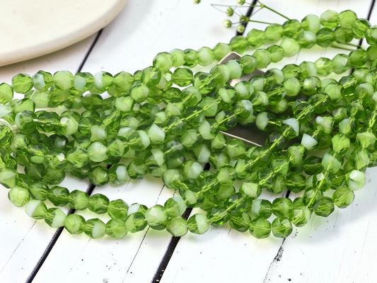 *25* 6mm Olivine Givre Fire Polished Round Beads