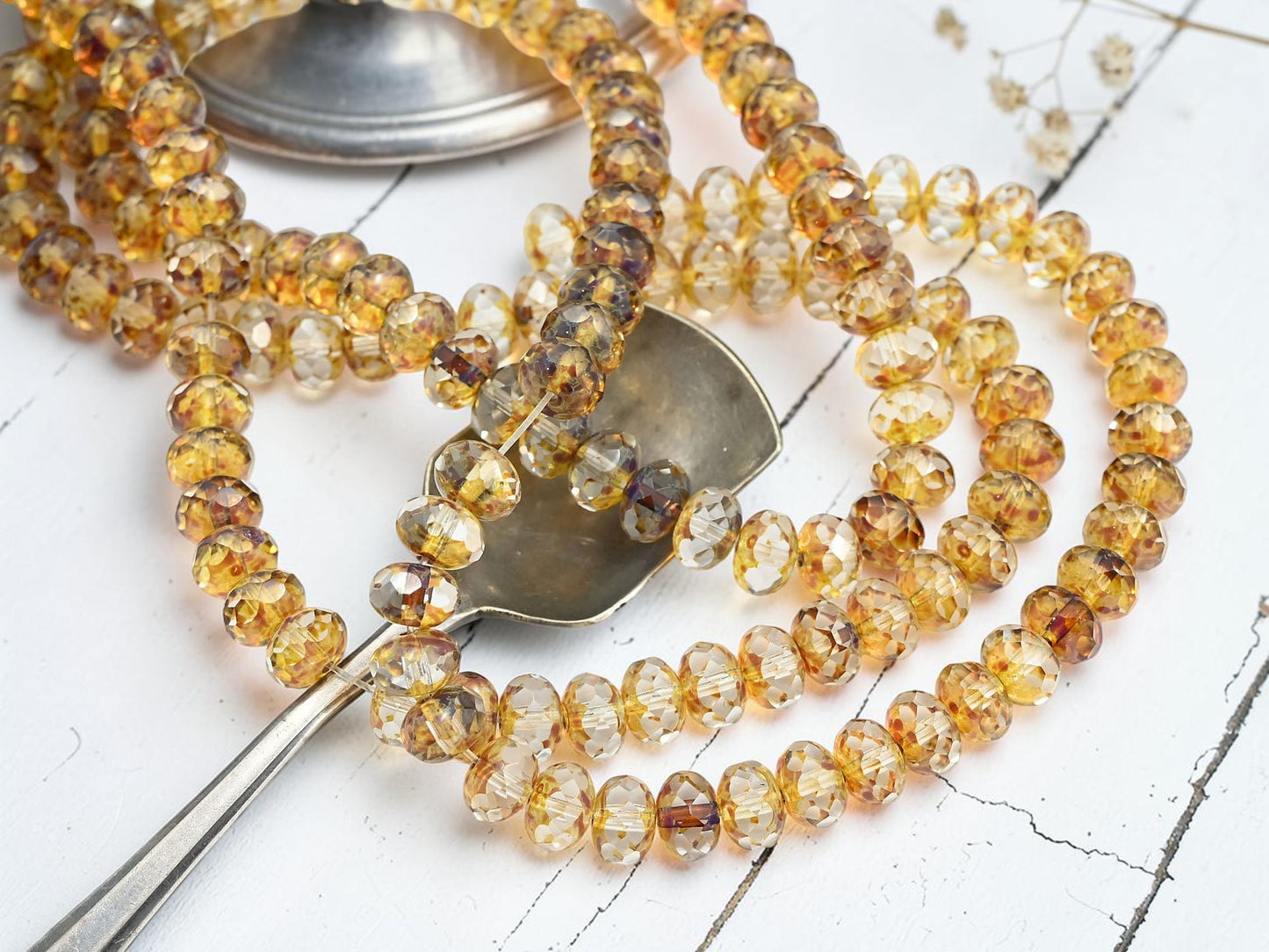 *25* 6x8mm Crystal Picasso Fire Polished Rondelle Beads