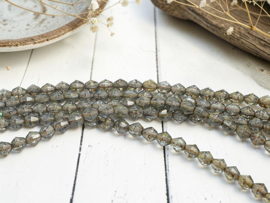 *25* 8mm Rustic Transparent Pale Sapphire Picasso Faceted Bicone Beads