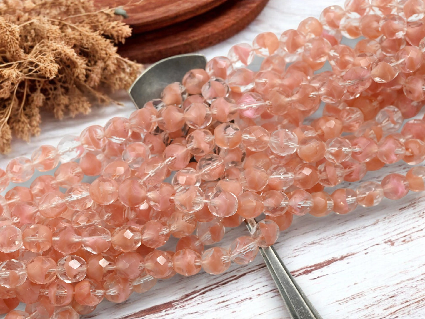 *25* 8mm Crystal Rosaline Fire Polished Round Beads