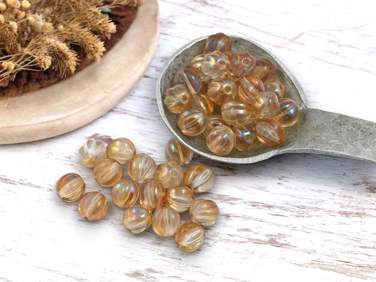 *25* 8mm Crystal Celsian Round Melon Beads