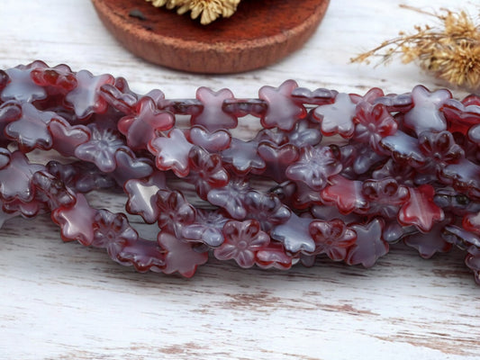 *25* 12mm Blended Periwinkle Fuchsia Flat Flower Beads