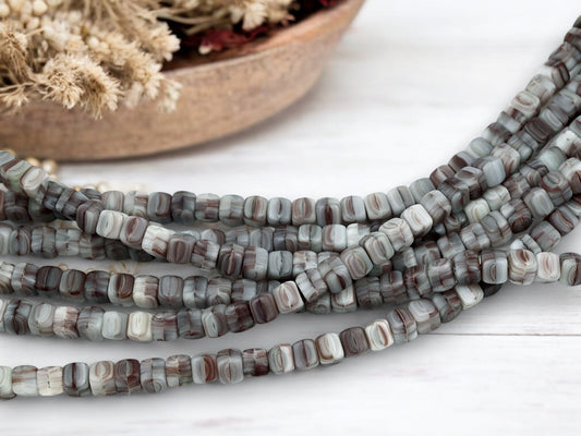 *37* 5x6mm Matte Amethyst Swirl Cube Beads